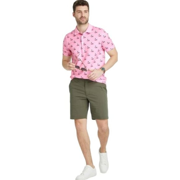 Goodfellow & Co Men's Pink Island Printed Short Sleeve Performance Polo Shirt XL - Picture 2 of 11